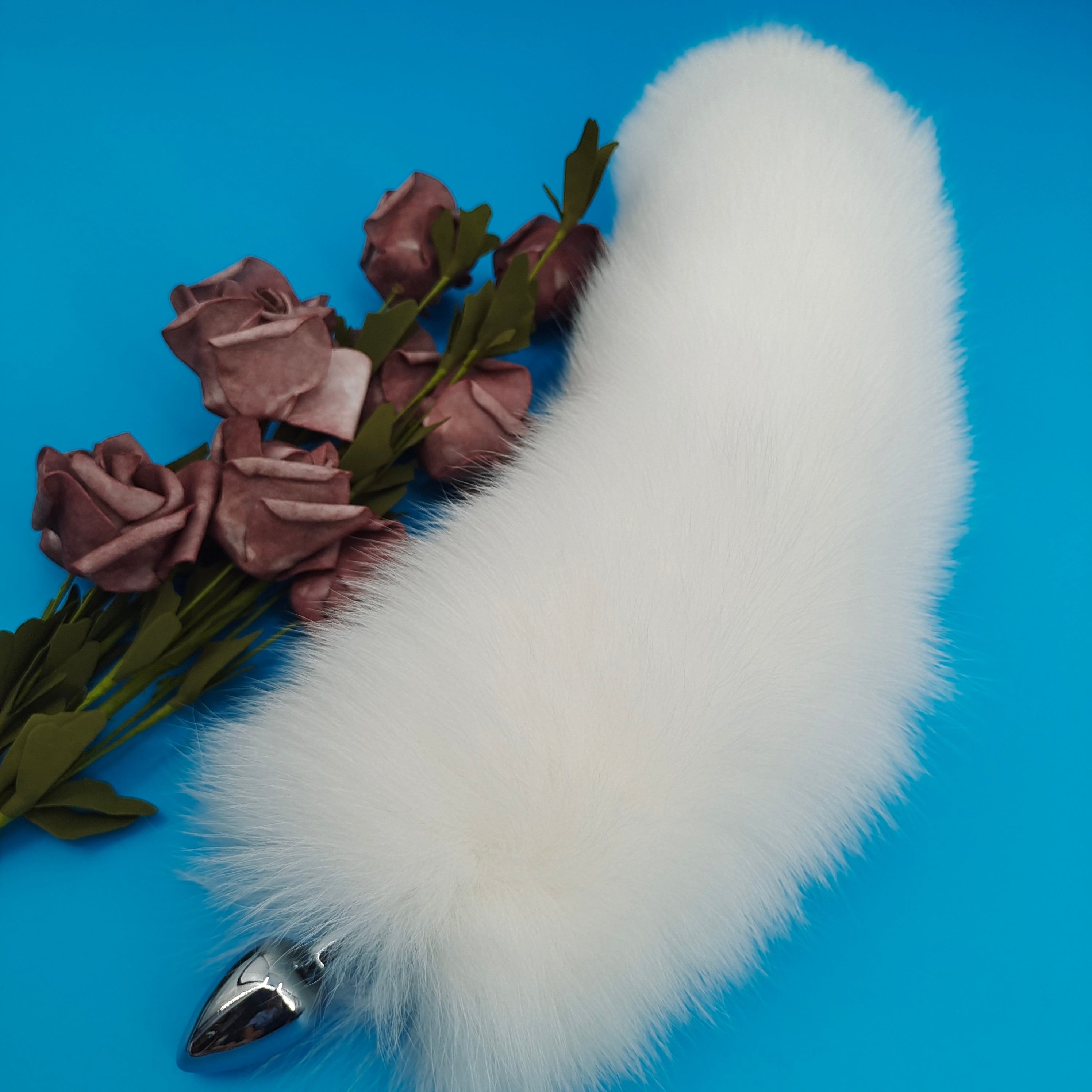 Pure White Fox Tail Butt Plug Lông Thật Trắng Mê Hoặc