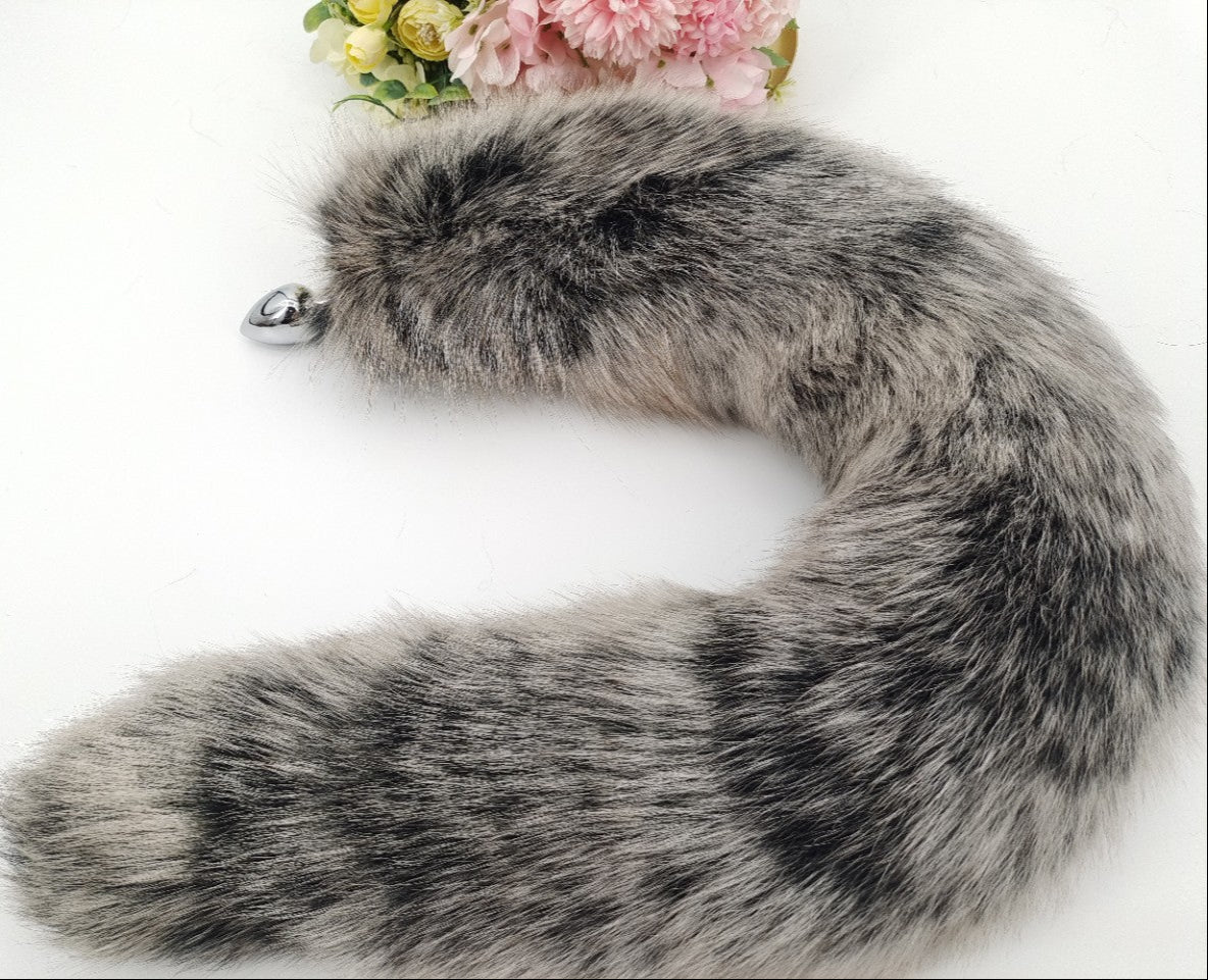 Fox Tail Grey Stainless Steel Plug Cáo Hoang Dã
