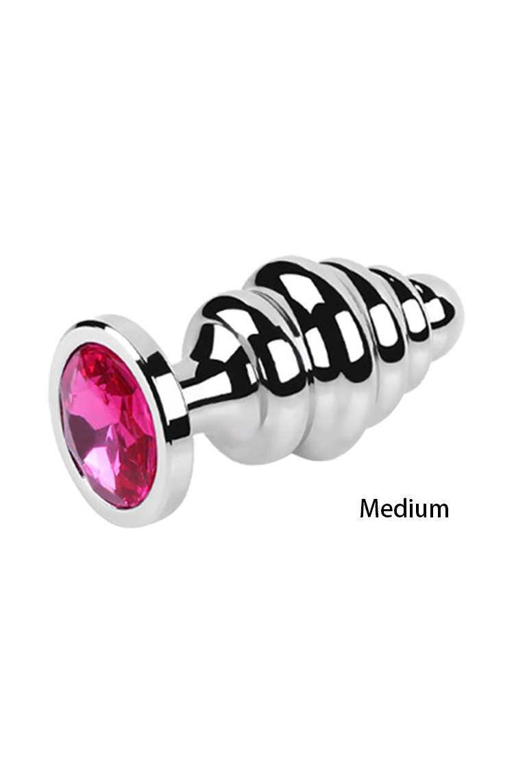 Butt Plug Thép Ribbed Khảm Đá Siêu Đẹp Xinh