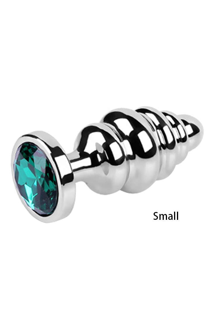 Butt Plug Thép Ribbed Khảm Đá Siêu Đẹp Xinh