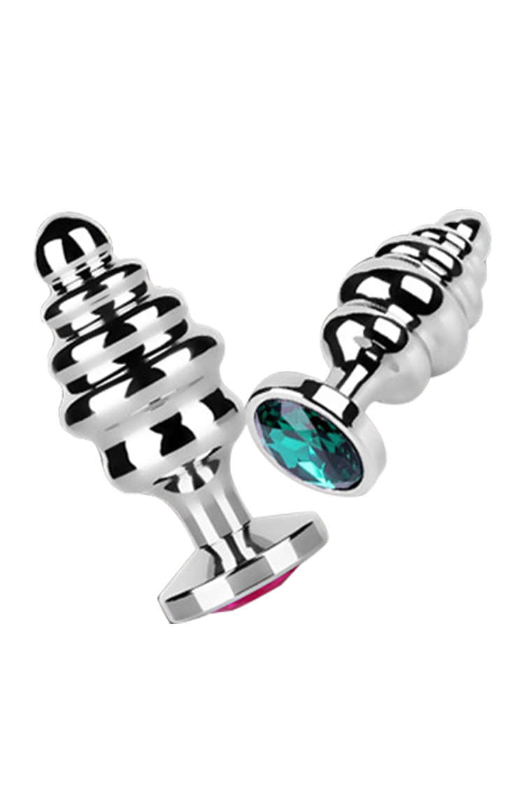 Butt Plug Thép Ribbed Khảm Đá Siêu Đẹp Xinh