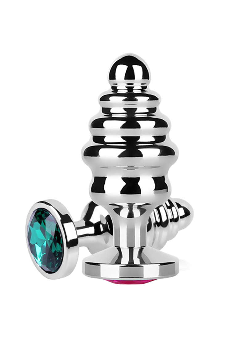 Butt Plug Thép Ribbed Khảm Đá Siêu Đẹp Xinh