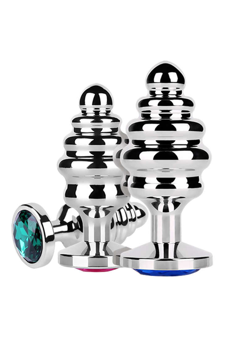Butt Plug Thép Ribbed Khảm Đá Siêu Đẹp Xinh