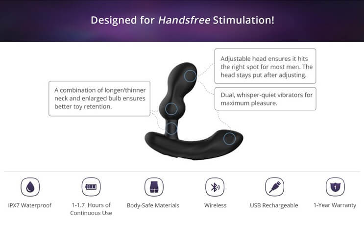 Lovense Edge 2 Prostate App Rung Mạnh Điều Chỉnh