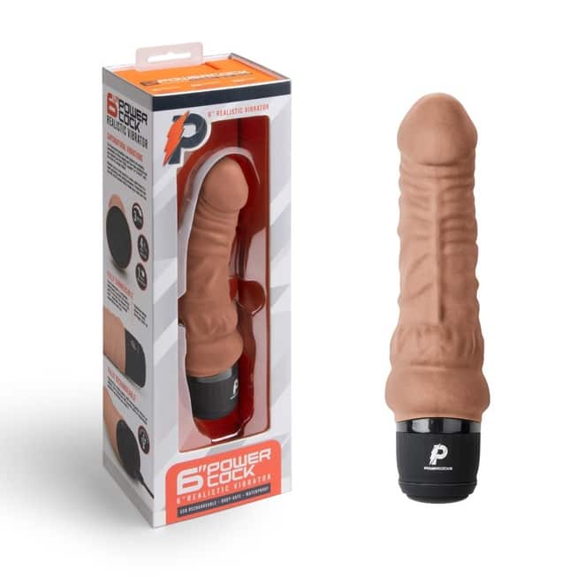 PowerCocks dildo 17.5cm mokka rung thực mạnh