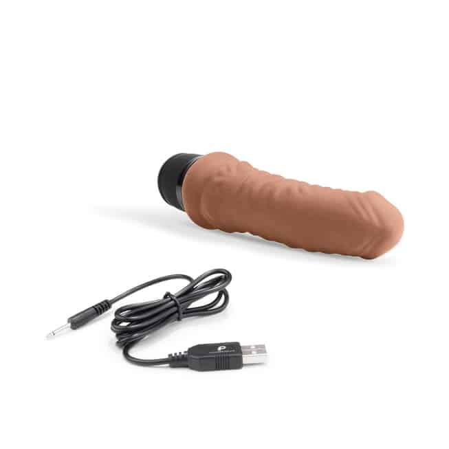 PowerCocks dildo 17.5cm mokka rung thực mạnh