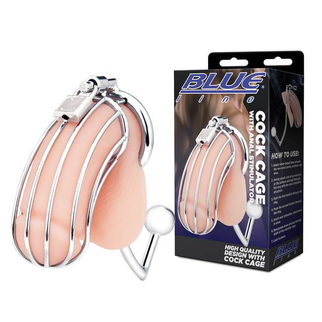Cock Cage BlueLine Bạc Khóa Hậu Môn