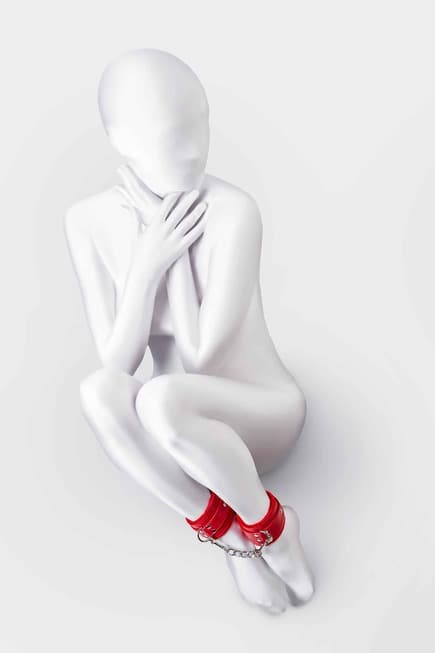 Anonymo Nanocuffs Đỏ Lông Mềm Sang BDSM Đam Mê