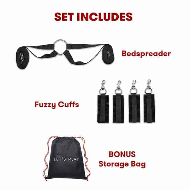 Fuzzy Lovers Bộ Cố Định Giường Đen Mềm Mại Hấp Dẫn