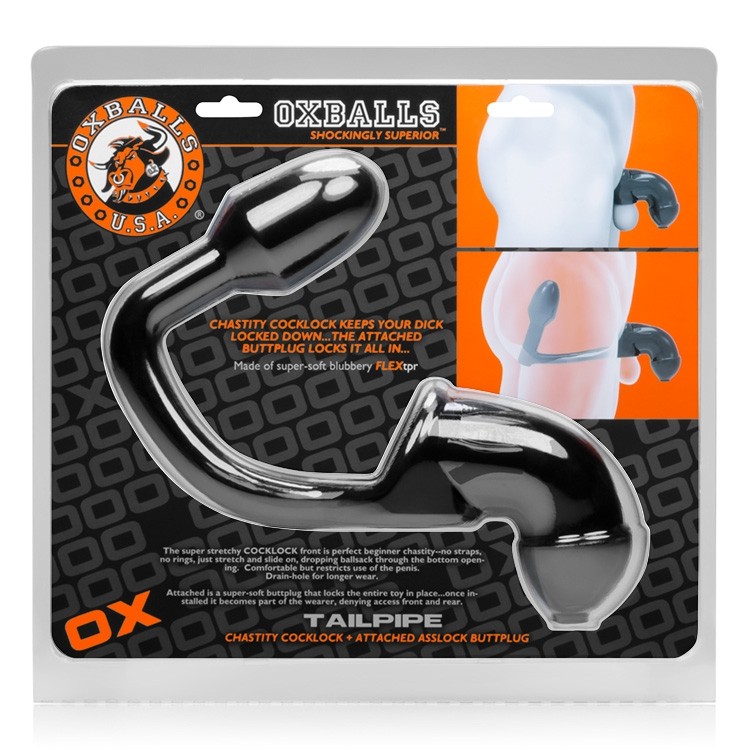 Oxballs Tailpipe Plug Đen Mềm Chastity Tươi Mới
