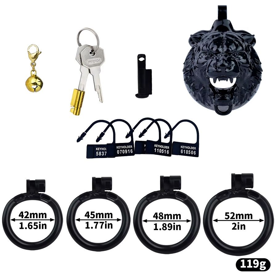 FAAK Tiger Lock 45mm Đen Chastity Giữ Cứng Hoàn Hảo