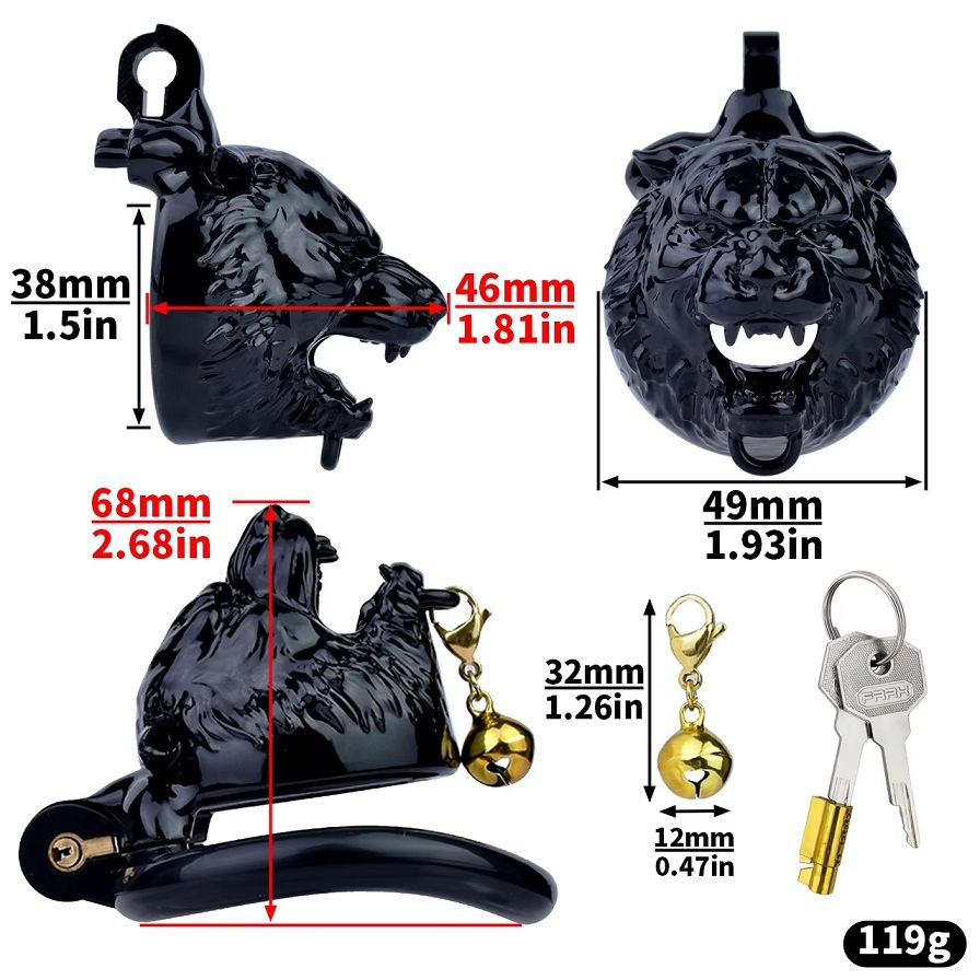 FAAK Tiger Lock 45mm Đen Chastity Giữ Cứng Hoàn Hảo