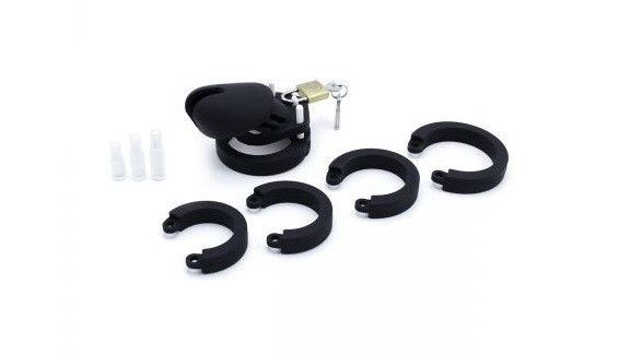 Kiotos Chastity Lock Silicone Đen Nam Giữ Trinh Thoải Mái