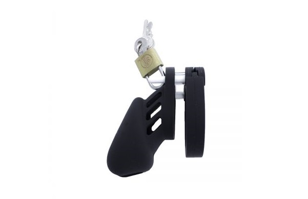 Kiotos Chastity Lock Silicone Đen Nam Giữ Trinh Thoải Mái