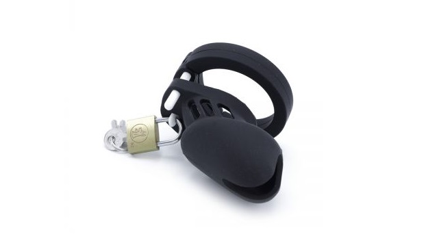 Kiotos Chastity Lock Silicone Đen Nam Giữ Trinh Thoải Mái