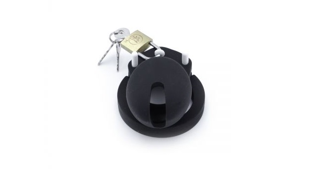 Kiotos Chastity Lock Silicone Đen Nam Giữ Trinh Thoải Mái
