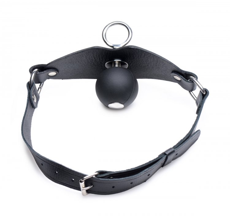 Strict Eyelet Ball Gag Đen 4.6cm BDSM Kích Thích Mạnh