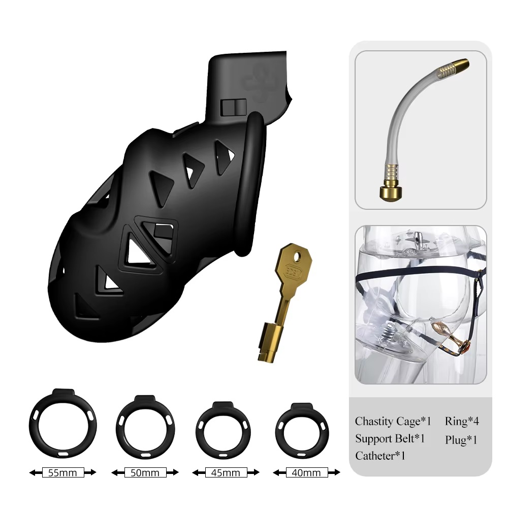 Sevanda Chastity Rắn Đen L 7.7cm Kiểm Soát Ham Muốn