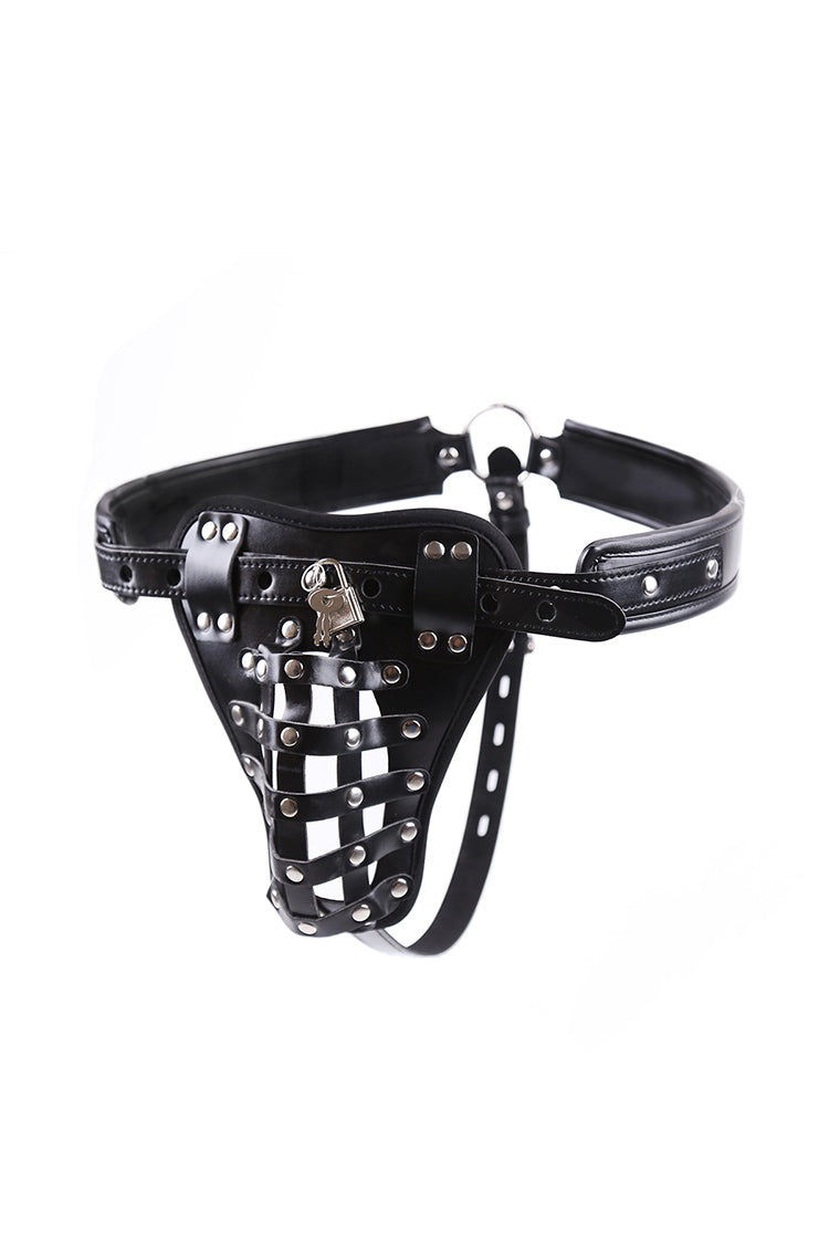 Thong Pouch Buckle Lock Cage Da PU Đàn Ông Sexy