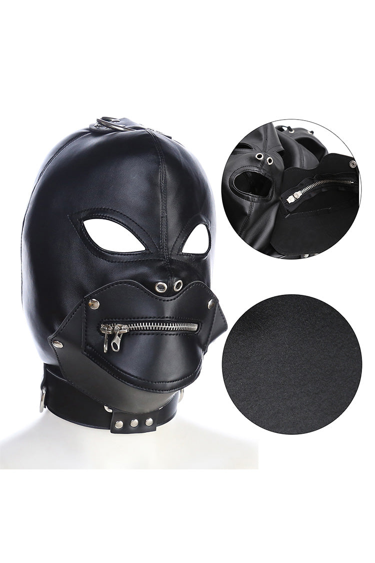 Mặt Nạ Mở Mắt Lock Miệng Da PU Kín Đáo Fetish