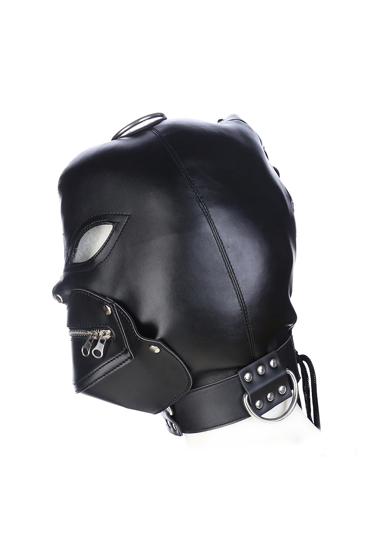 Mặt Nạ Mở Mắt Lock Miệng Da PU Kín Đáo Fetish