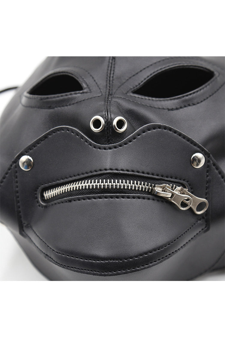 Mặt Nạ Mở Mắt Lock Miệng Da PU Kín Đáo Fetish