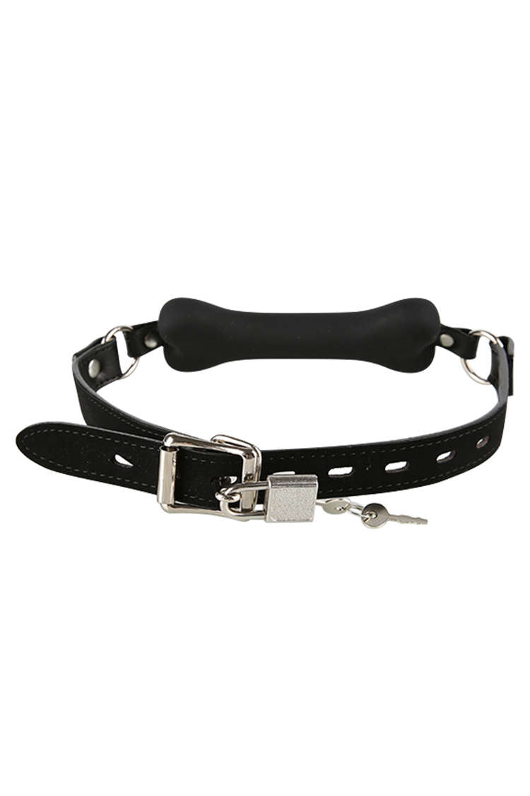 Dog Bone Mouth Gag Silicone Đen Đỏ Hồng