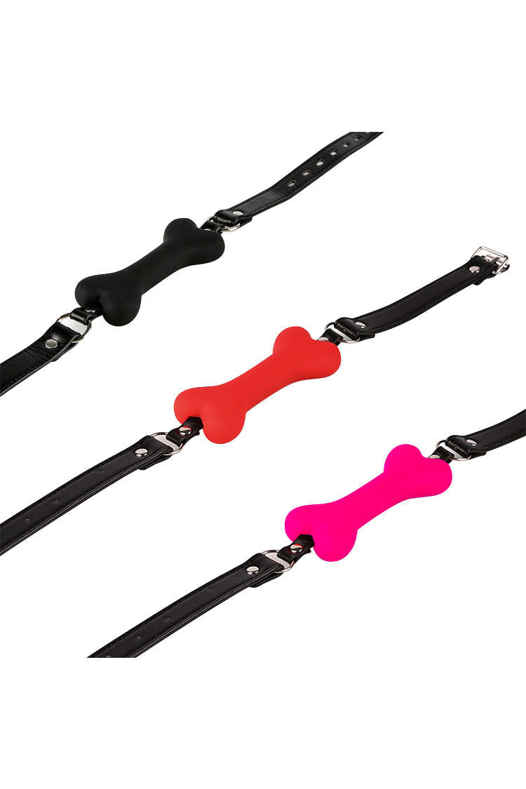 Dog Bone Mouth Gag Silicone Đen Đỏ Hồng