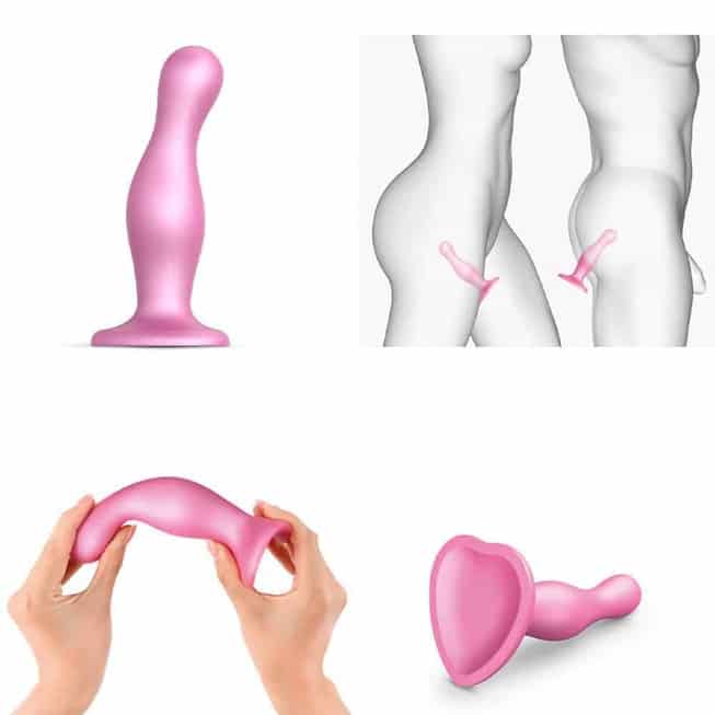 Strap-on Dildo Curvy M Hồng 15.5 Metal Dễ Đeo