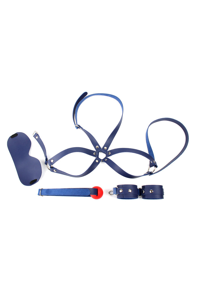 Bộ bondage da beginner 4 món, mù mắt còng tay an toàn