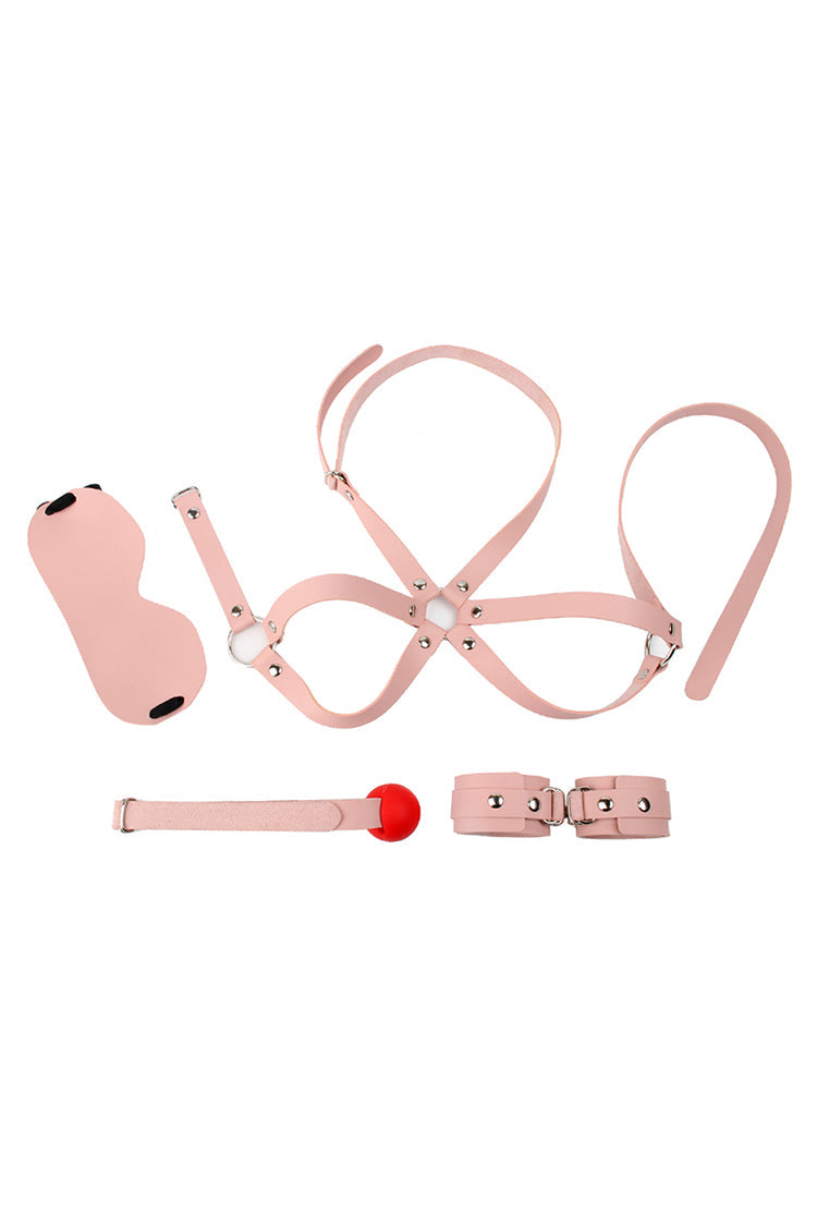 Bộ bondage da beginner 4 món, mù mắt còng tay an toàn