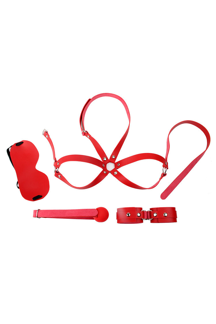 Bộ bondage da beginner 4 món, mù mắt còng tay an toàn