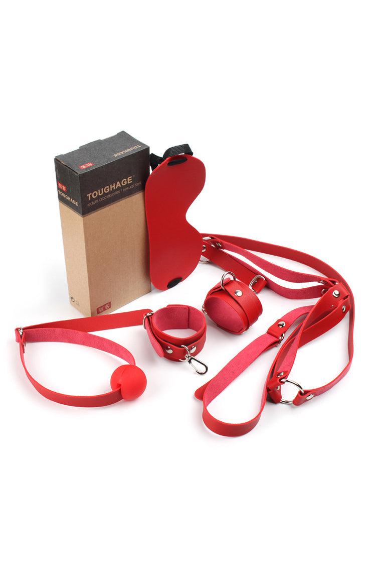 Bộ bondage da beginner 4 món, mù mắt còng tay an toàn