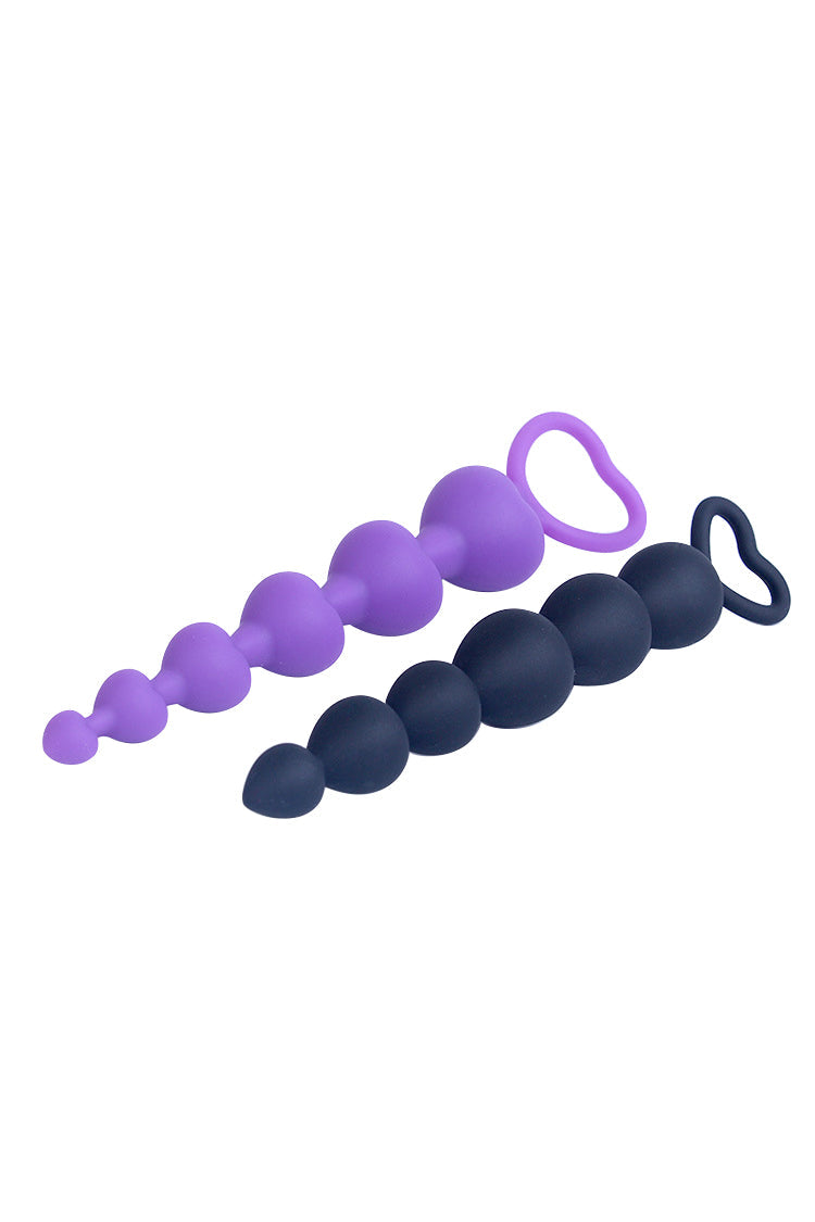 Pổng Chuỗi Silicon Đen Tím Beaded An Toàn Dễ Dùng