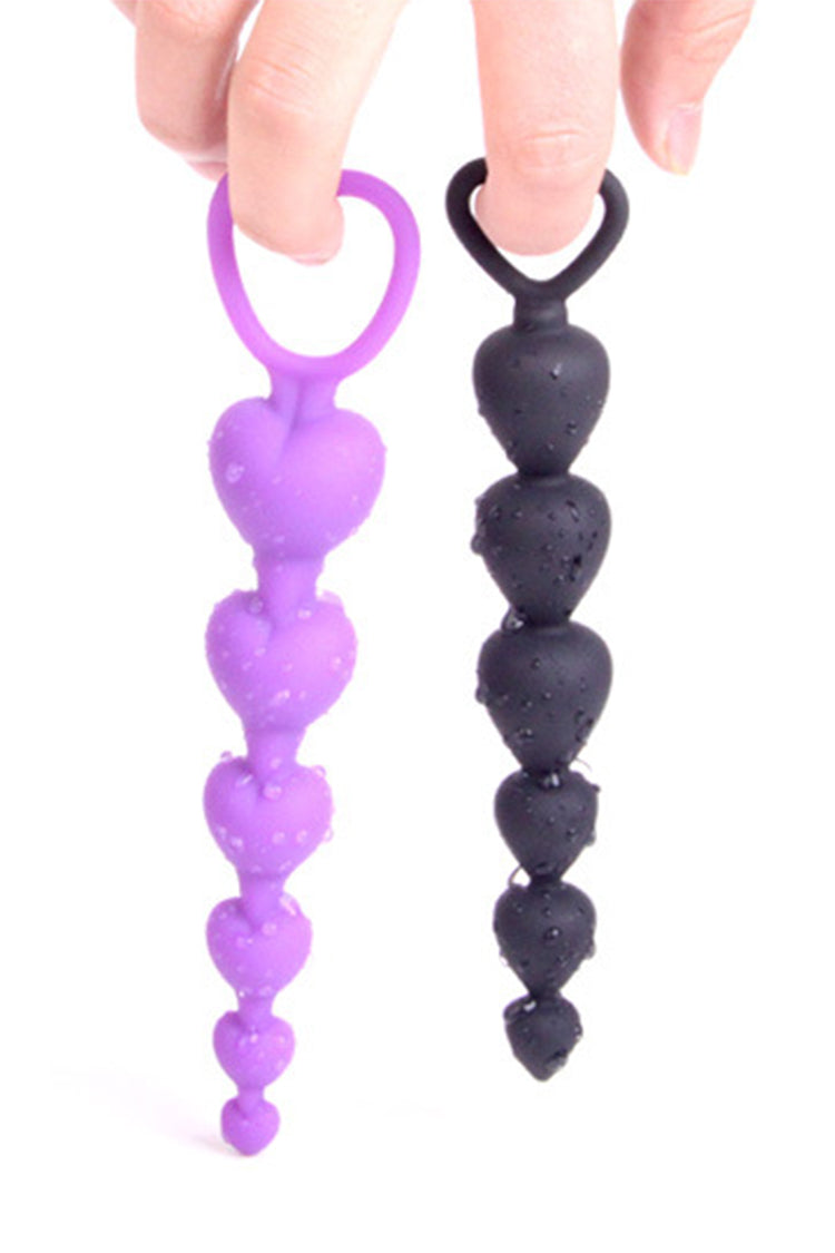 Pổng Chuỗi Silicon Đen Tím Beaded An Toàn Dễ Dùng