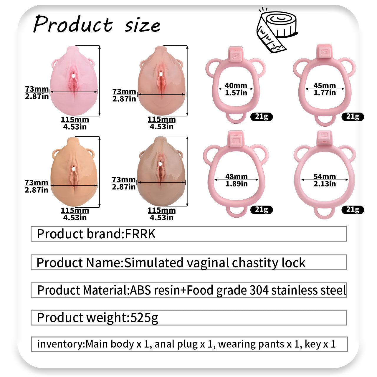 Chastity cage FRRK sissy plug BDSM kiểm soát giác quan