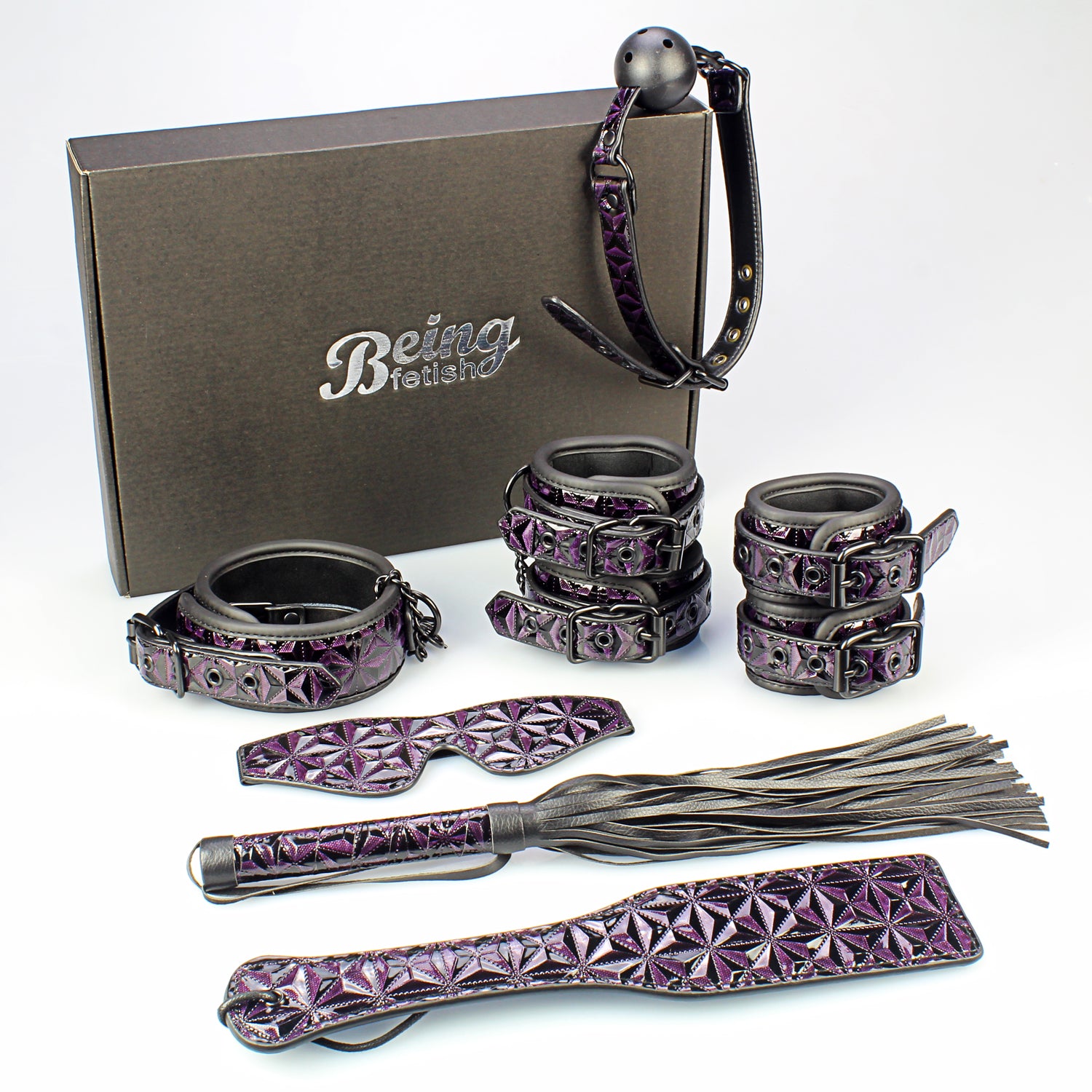 BF Bondage Kit 7pc Tím BDSM An Toàn Thú Vị Cao Cấp