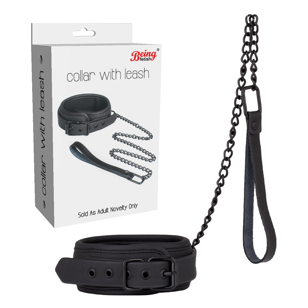 Vòng cổ PU BF-40334J xích kim loại điều chỉnh BDSM 