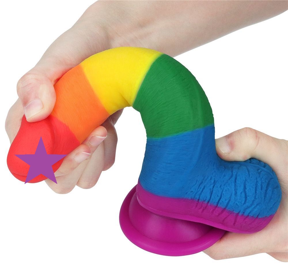 Lovetoy 7.5" Rainbow LGBTQ Dildo Silicone 19.5cm Tự Tin