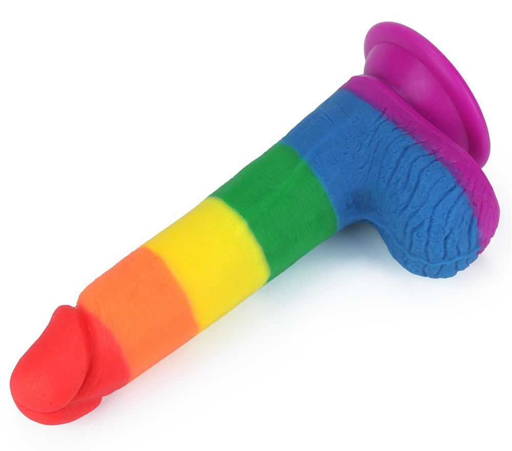 Lovetoy 7.5" Rainbow LGBTQ Dildo Silicone 19.5cm Tự Tin