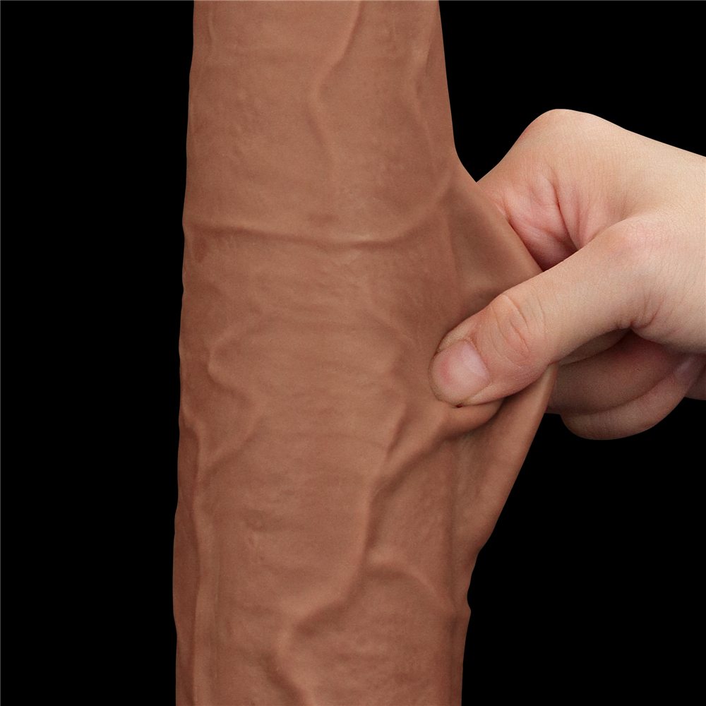 Lovetoy 13.5 Sliding Dildo nâu trượt da thực