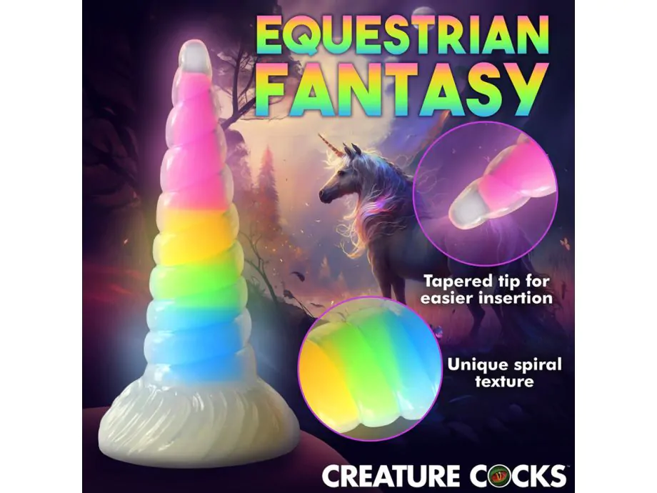Uni-Glow Dildo Cầu Vồng Sáng Silicone Nhập Môn Vui Nhộn