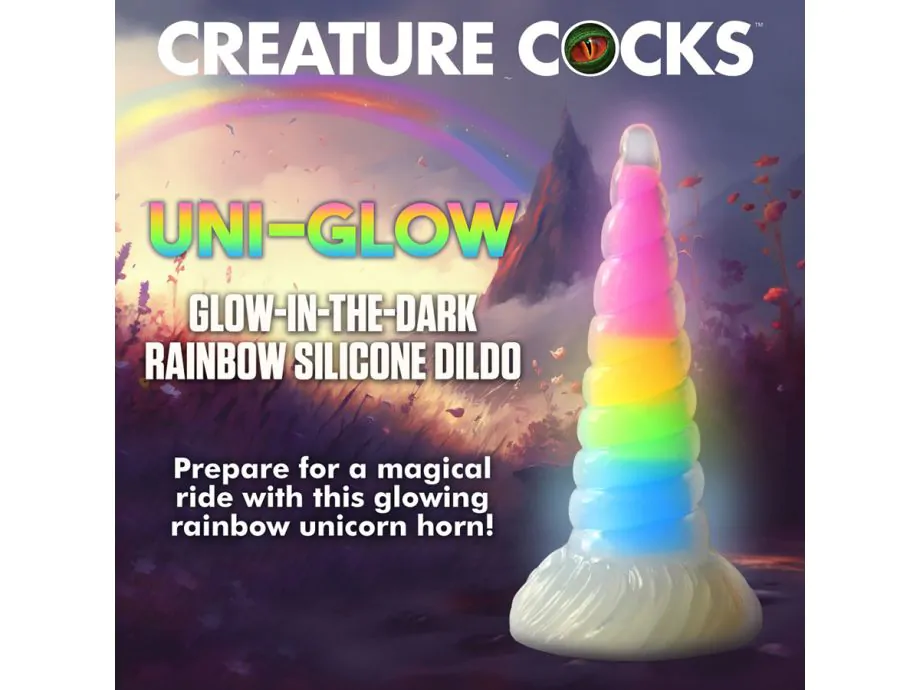 Uni-Glow Dildo Cầu Vồng Sáng Silicone Nhập Môn Vui Nhộn