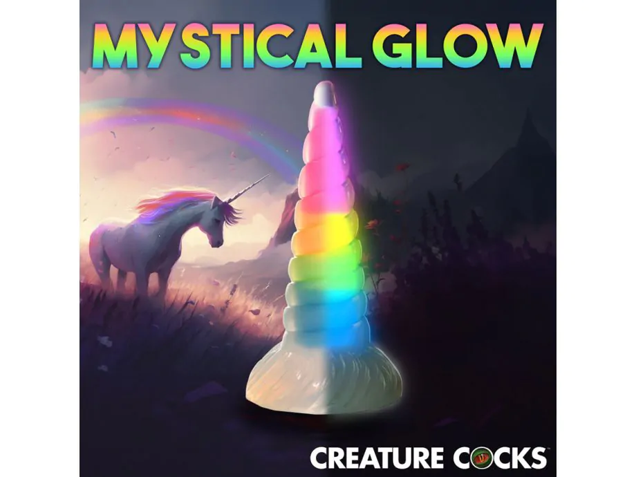 Uni-Glow Dildo Cầu Vồng Sáng Silicone Nhập Môn Vui Nhộn