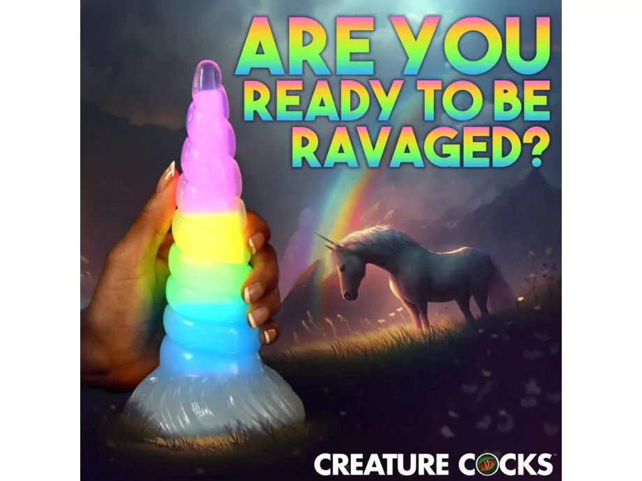 Uni-Glow Dildo Cầu Vồng Sáng Silicone Nhập Môn Vui Nhộn