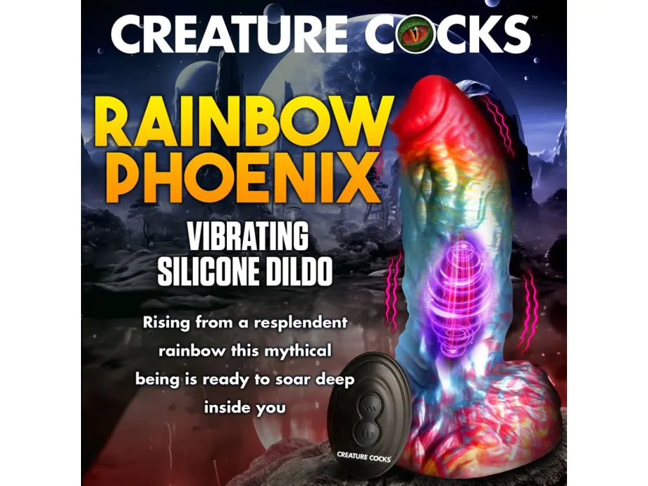 Rainbow Phoenix Vibrating Dildo Remote Silicone Sắc Màu