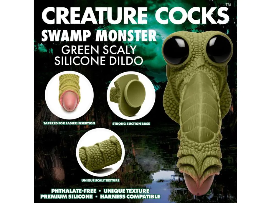 Dildo Swamp Monster xanh vảy 9.4" silicone hoang dã
