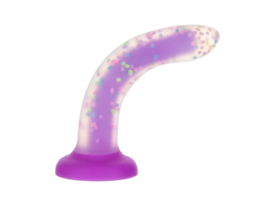 Addiction Rave Dildo 20cm Tím Uốn Cong Lấp Lánh