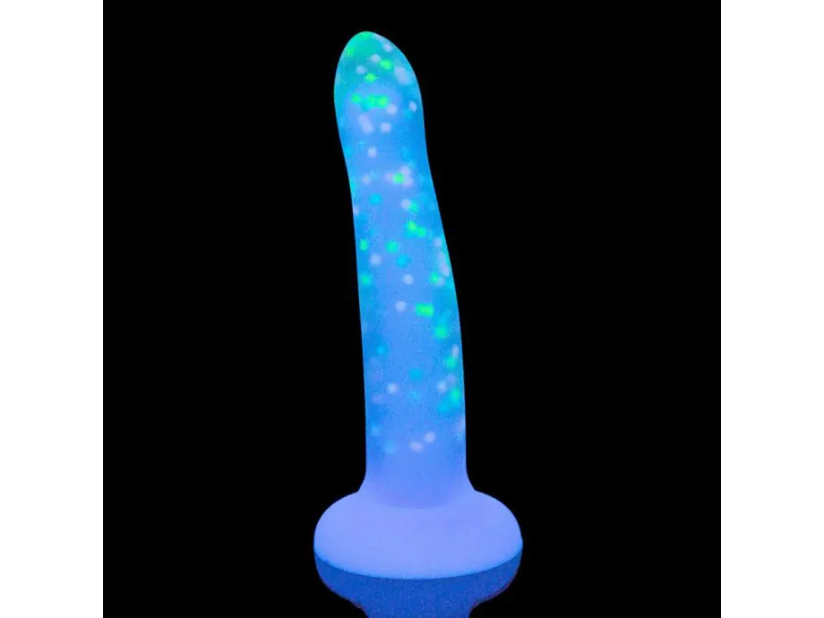 Addiction Rave Dildo 20cm Tím Uốn Cong Lấp Lánh