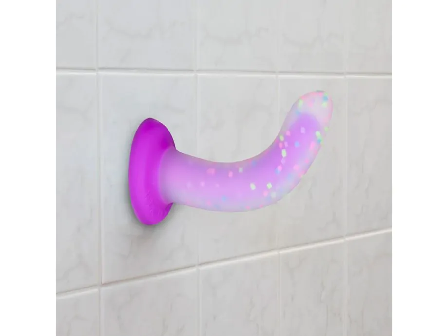 Addiction Rave Dildo 20cm Tím Uốn Cong Lấp Lánh